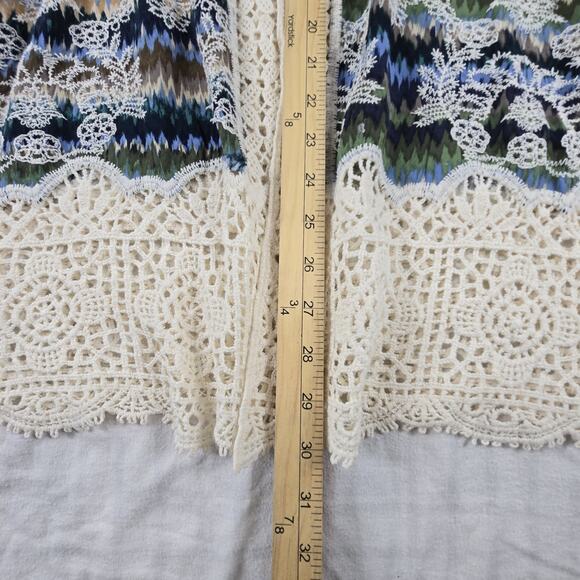 Democracy Womens Cardigan Open Jacket Boho Embroidered Crochet Trim 1X - Picture 4 of 11